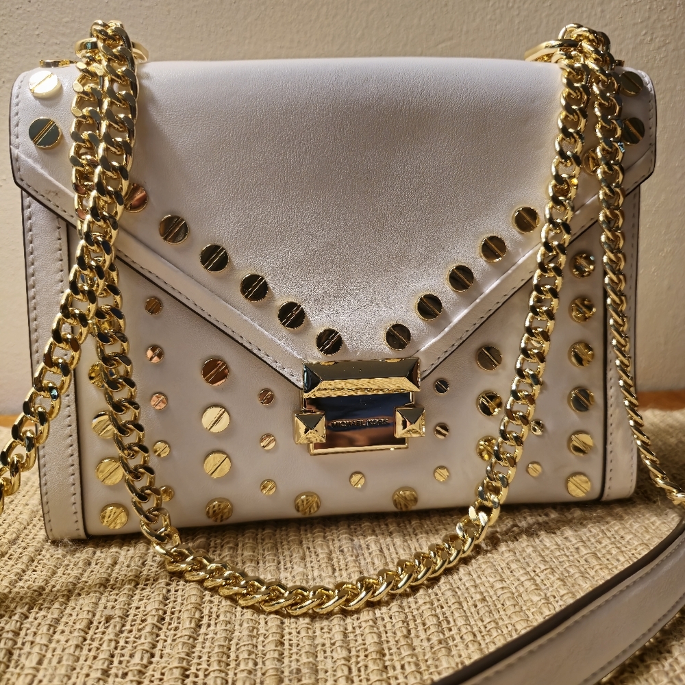 NEW Whitney Large Studded Leather Convertible Shoulder Bag
